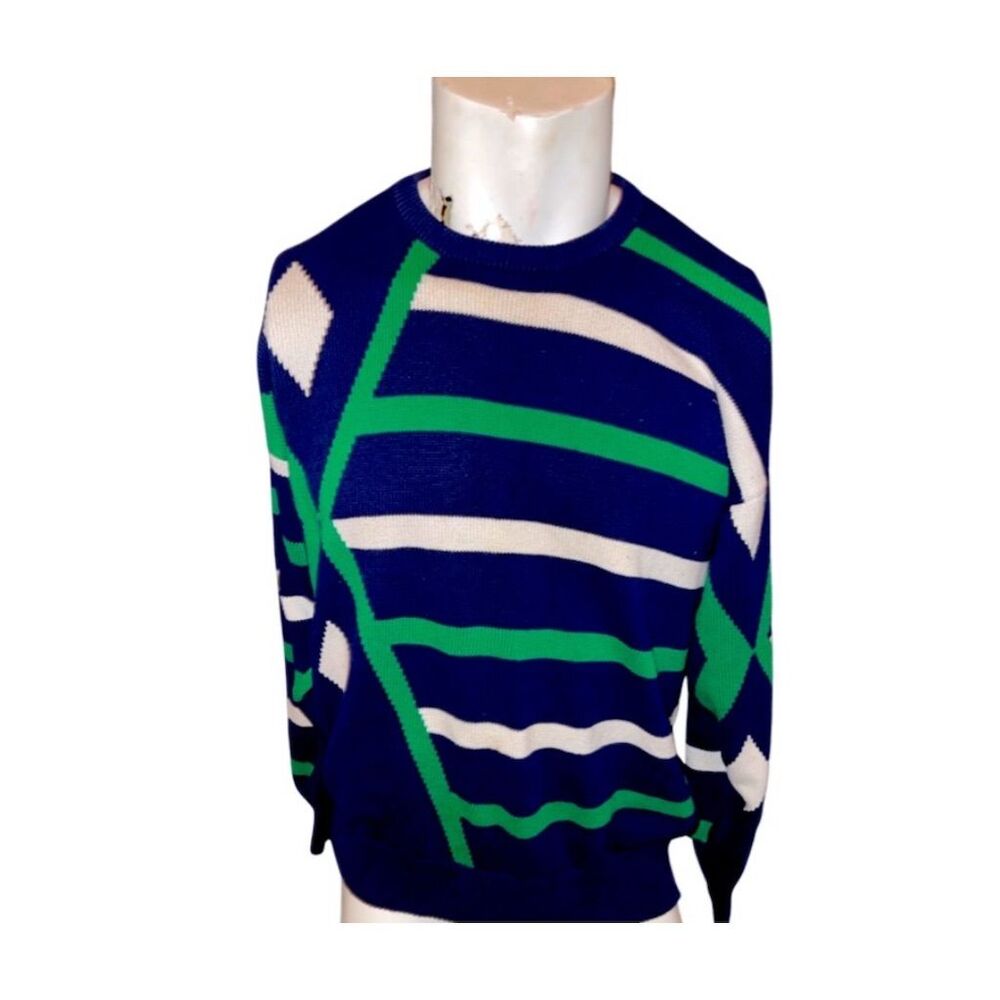 Vintage Pringle of Scotland Men's 2XL Geometric Sweater Multicolor Retro